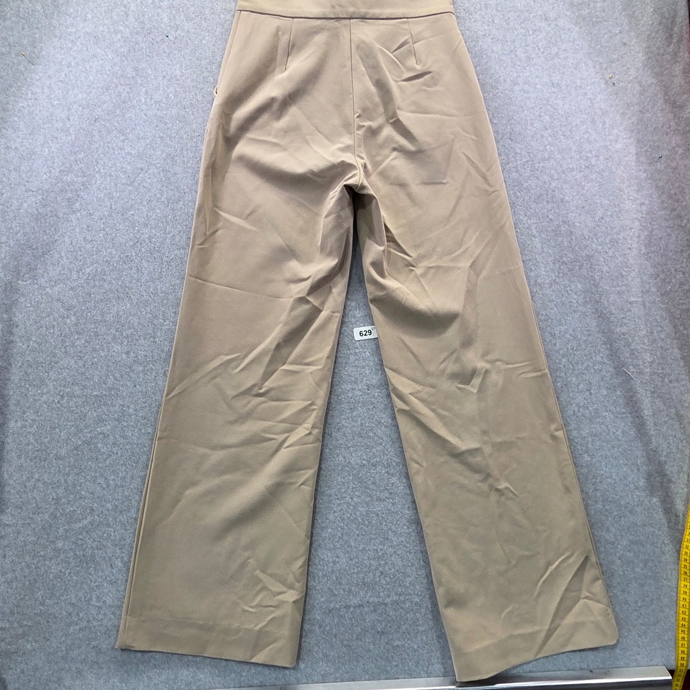 HM‎ Womens Wide Leg Dress Pants Tan Beige Size 4 Professional Trouser Slacks - Picture 8 of 11